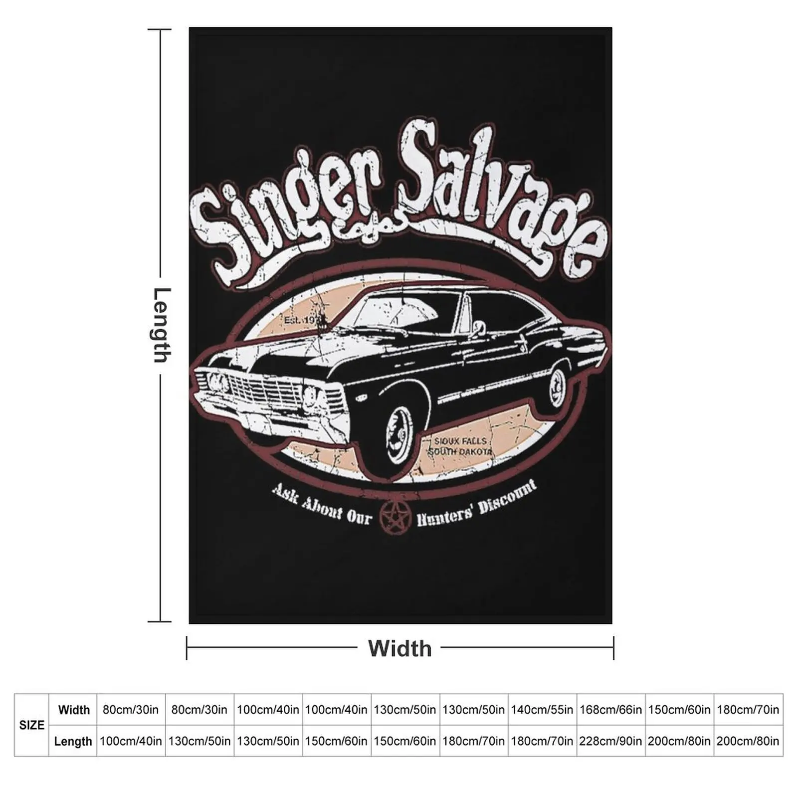 Supernatural Impala Singer Salvage SPN T-Shirt Throw Blanket Hair Luxury Throw Blankets Sofas Of Decoration Weighted Blankets