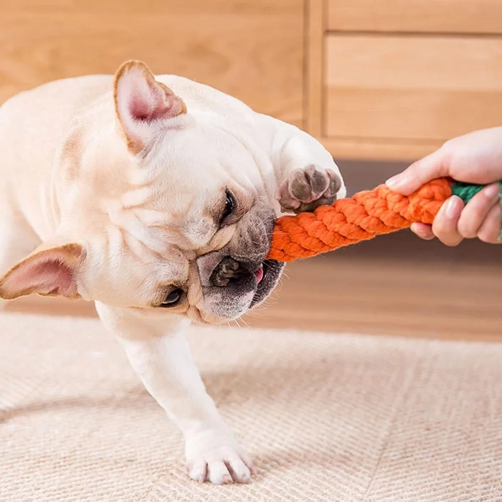 3 Pieces of Cotton Rope Woven Carrot Bite Resistant Toys, with Teeth Grinding and Cleaning Dog Toys for Dogs and Cats