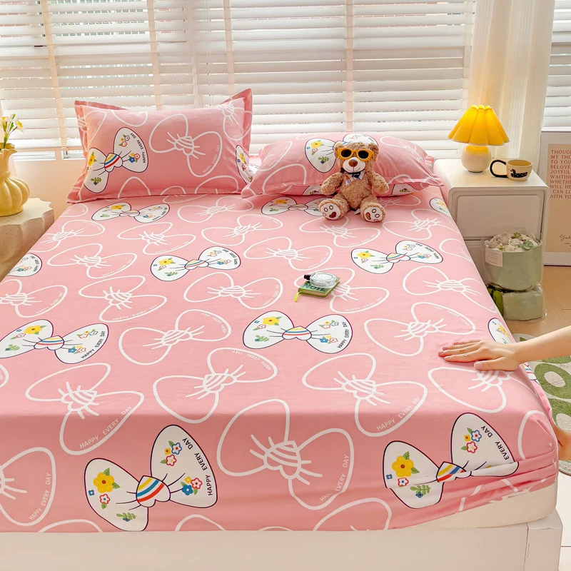 

Bonenjoy Printed Bedsheet Elastic Bed Cover Skin-friendly Fitted Sheets Soft Bed Linen drap de lit (Pillowcase Need Order)