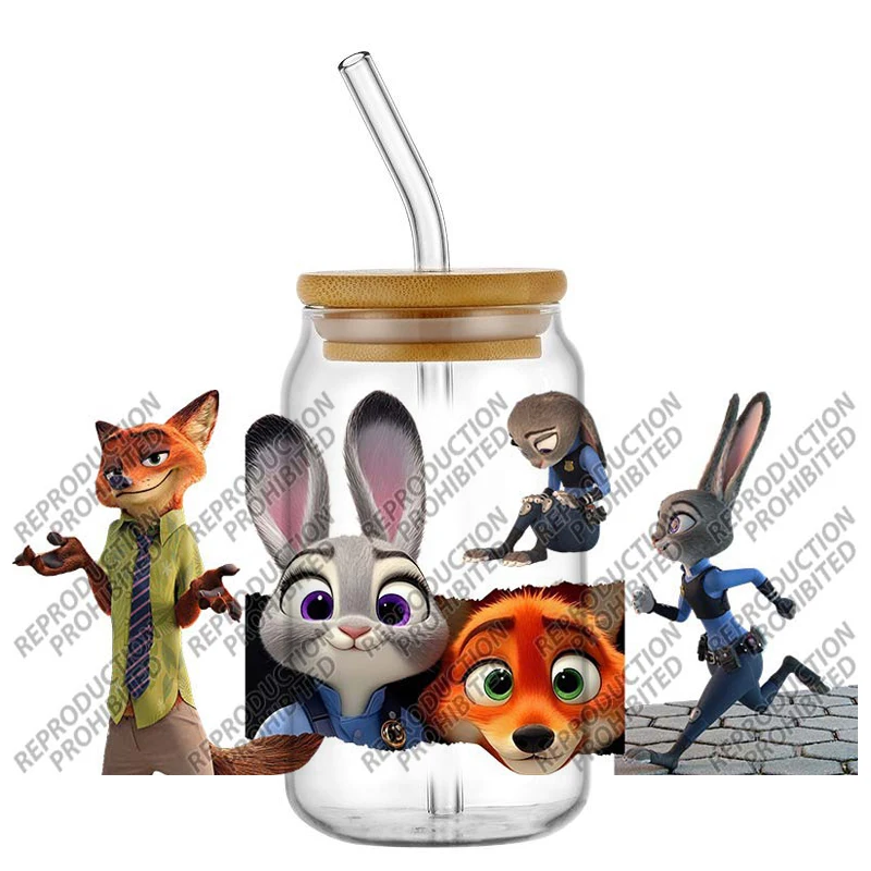 

New Design Film Zootopia Disney Waterproof DIY Decals 3D Transfers Stickers 16oz UV DTF for Glasses cup Wraps