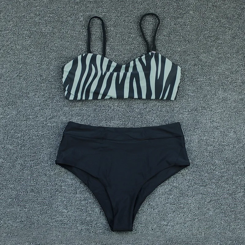 Maillot de bain deux pièces imprimé à rayures, Sexy, ample, pour femmes, ensemble deux pièces, été