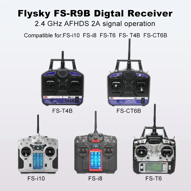 플라이스카이 FS R9B 2.4GHz 8채널 디지털 수신기 (페일세이프 기능 포함) 턴이지 9X FS TH9B i6 i10 T6 CT6B 송신기 호환 (RC 드론용)