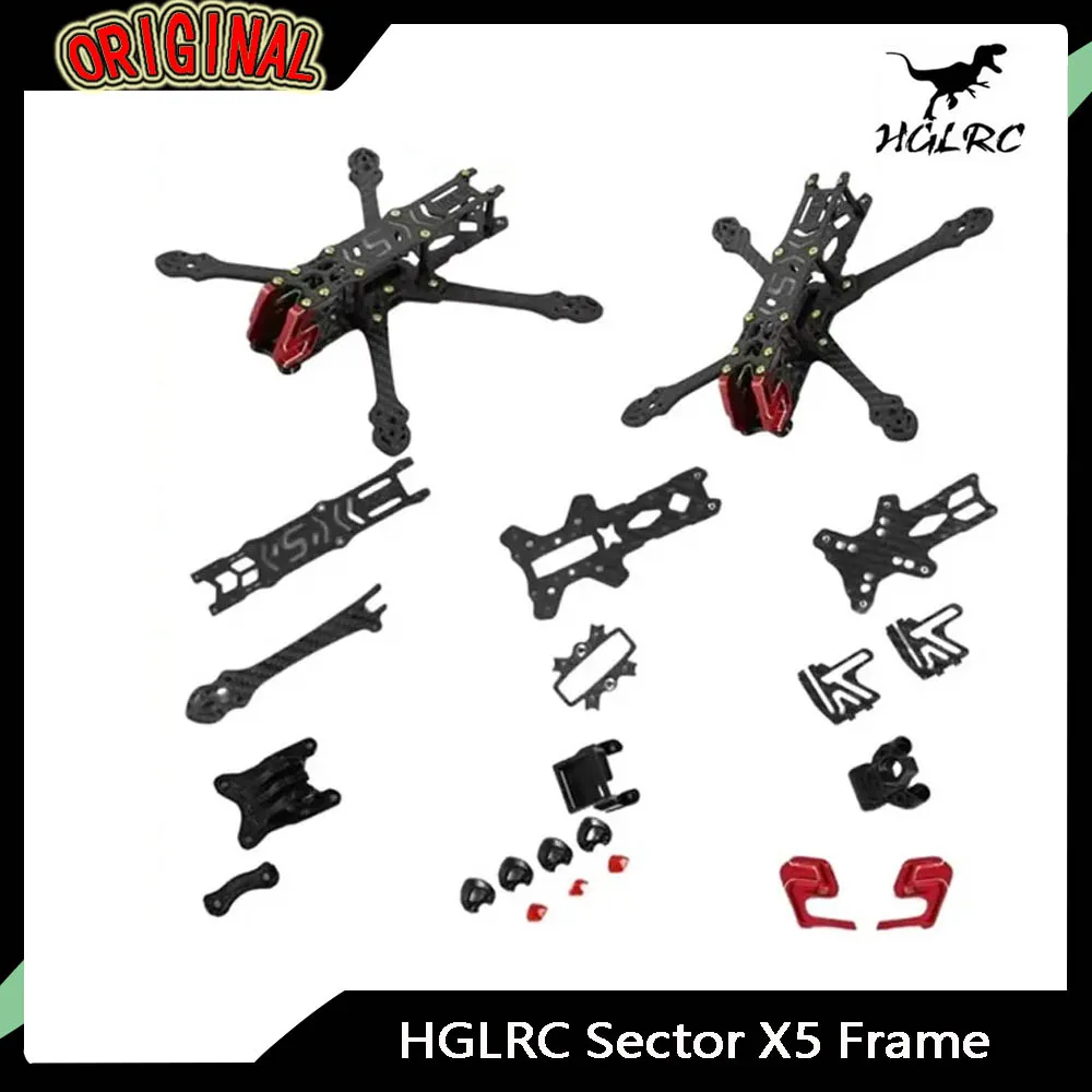 

HGLRC Sector X5 FR - 5" 210mm CNC Carbon Frame, T5045C Prop Ready, for FPV Freestyle & Racing Drones