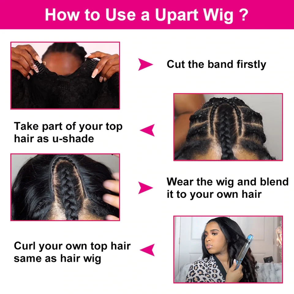 شعر مستعار بشري برازيلي مستقيم من Megeen-Kinky للنساء ، شعر مستعار بجزء من U ، بدون غراء ، شعر مستعار بماكينة ، مبتدئ صديق ، بدون غراء ، 30"