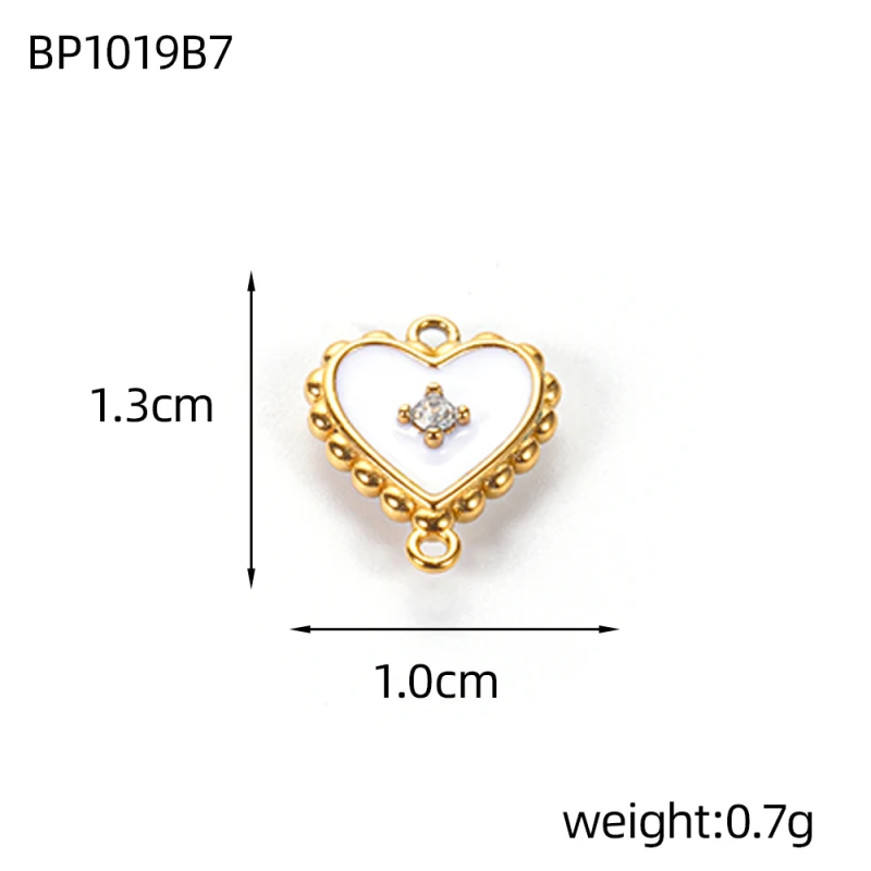 لطيف ملون مزدوج الجانب النفط بالتنقيط الزركون قلادة الفولاذ المقاوم للصدأ القلب الذهب اللون ثقب مزدوج استرخى Findings بها بنفسك النتائج مجوهرات