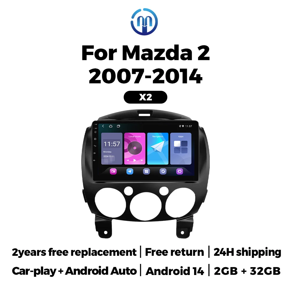 NaviFly Android Car Radio For MAZDA 2 Mazda2 2007-2014 Multimedia Player Stereo Wireless Carplay Auto Intelligent System GPS BT