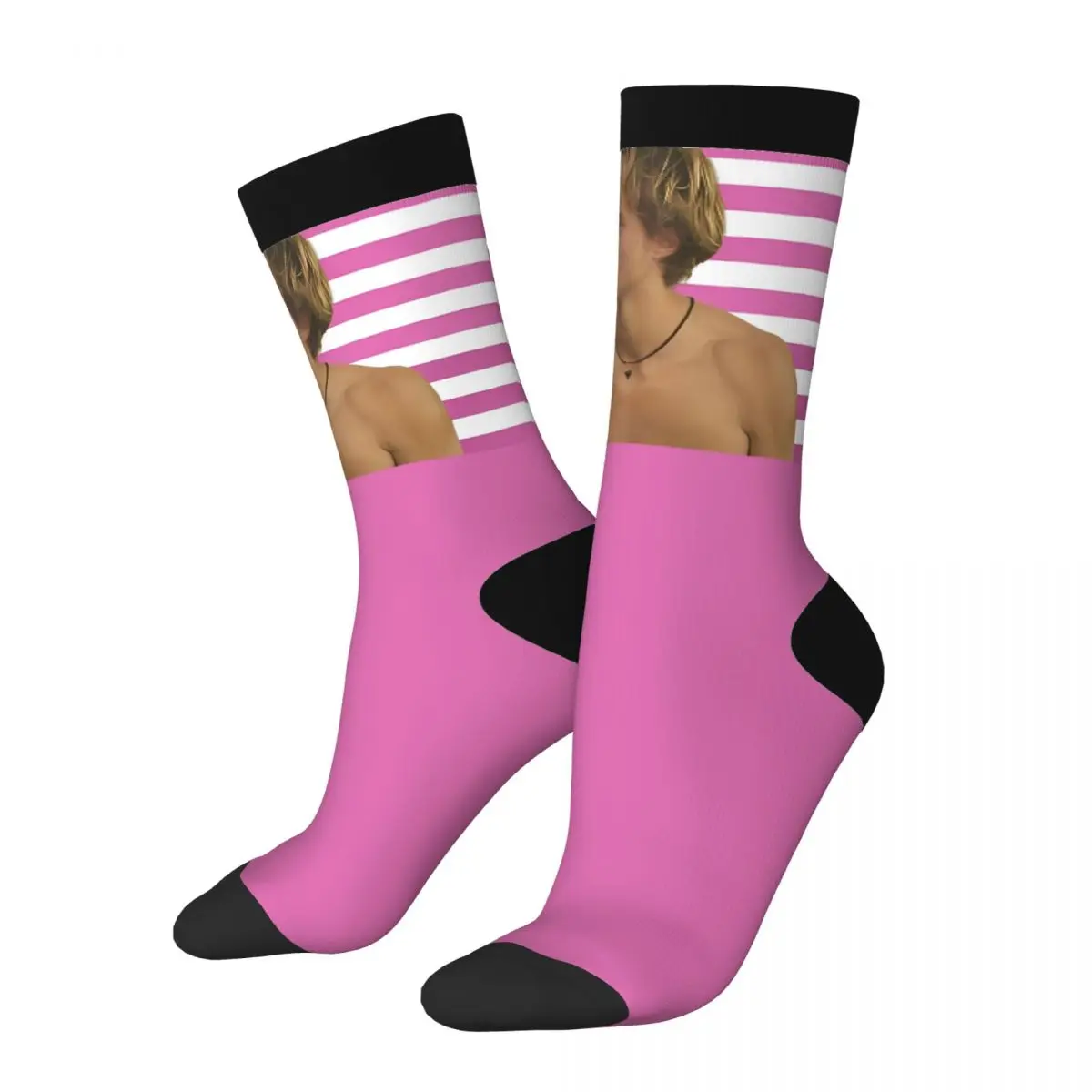 Autumn Winter Hip-hop Women Men JJ Maybank Pink USA Flag Socks Non-slip Middle Tube Socks