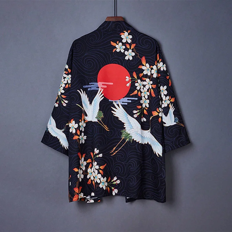 European and American Retro Loose-Fitting Floral Leaf Sun Pattern Printed Kimono Cardigan Summer Beach Vacation Cover-Up Swimsuit Outerwear Sun Protection Jacket