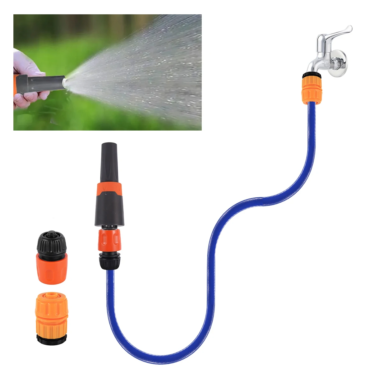 5~50m High Pressure Sprayer Nozzle Kit 3-Mode Adjustable Direct Injection Water Gun 1/2