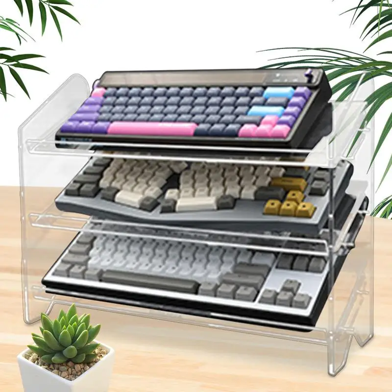 Keyboard Display Stand Transparent Acrylic Computer Mechanical Keyboard Stand Desk Gaming Keyboard Mouse Storage Organizer Rack