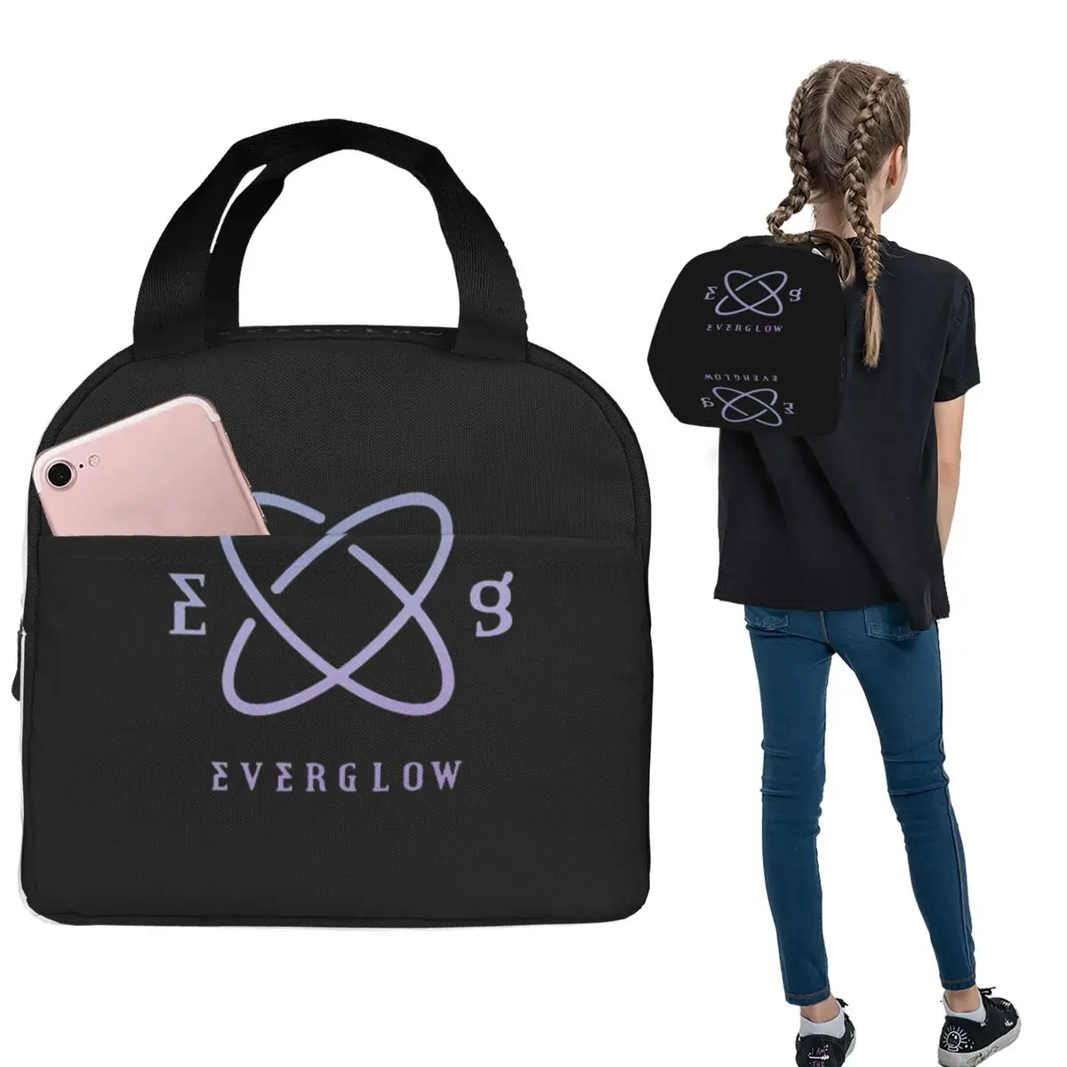 Everglow Logo Insulated Lunch Bag for Women Kids Portable Food Boxes Thermal Lunch Box Tote