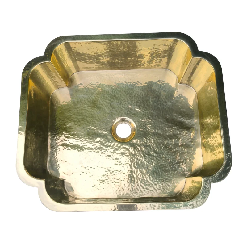 Custom hammered gold brass built-in bathroom wash basin sink modern design