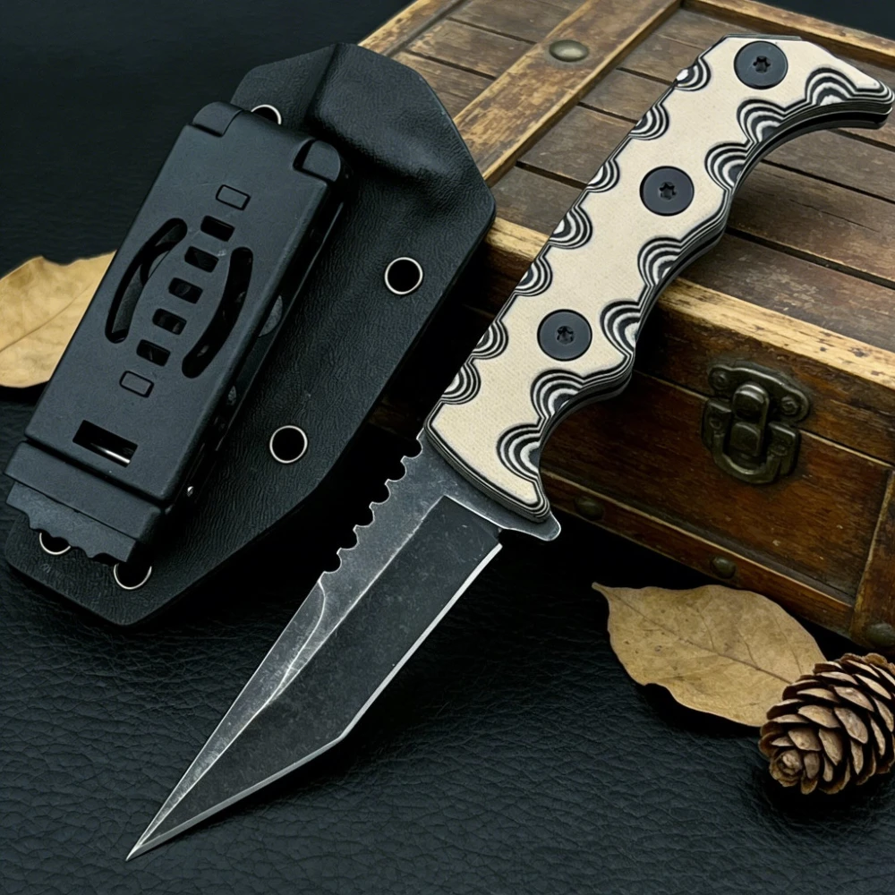 

New High Hardness Fixed Blade Knife with Sheath 7Cr13Mov Steel Blade G10 Handle EDC Camping Hiking Knife Outdoor Survival Knife