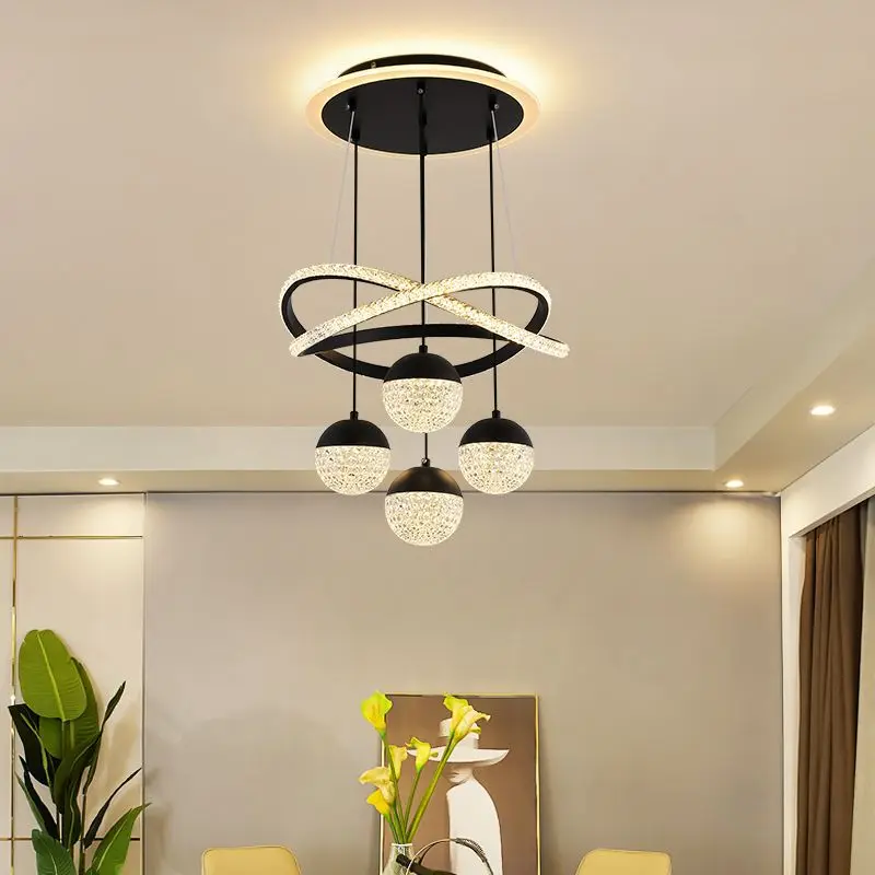 Modern Style Chandelier Acrylic Energy Saving Light Emitting Diode Aluminum Chandelier Home Villa Restaurant Luxury Pendant