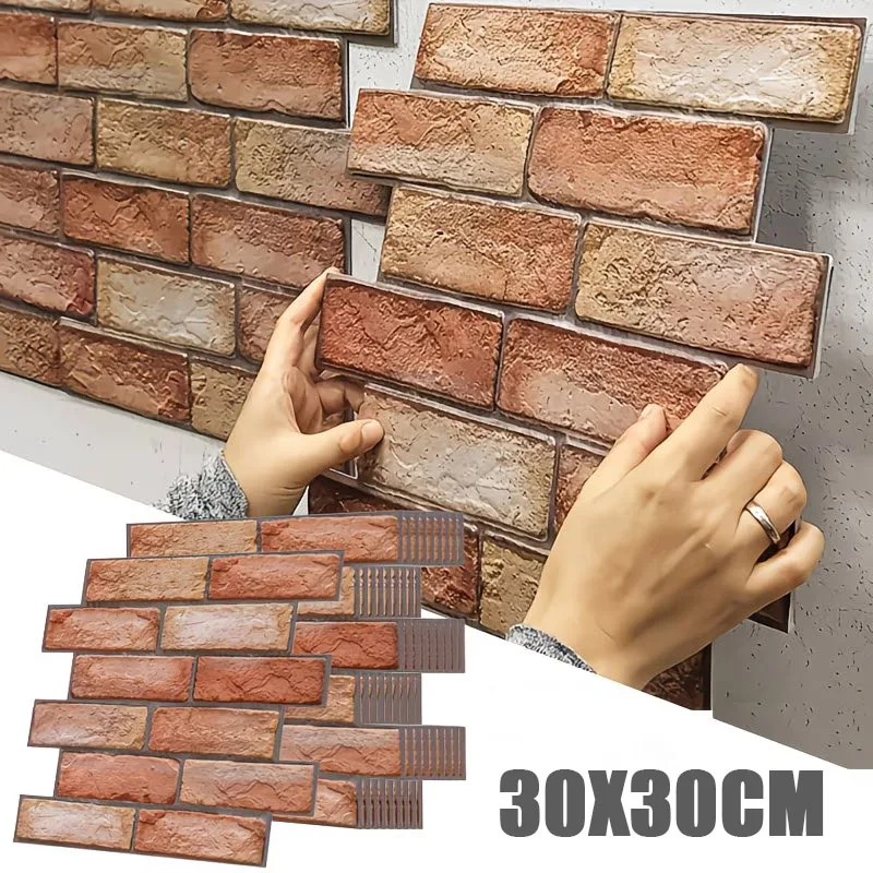 

10 шт. 3D самоклеящиеся настенные наклейки из ПВХ, водонепроницаемые, толстые обои для декора дома, для обновления фоновых стен, легко клеить и снимать