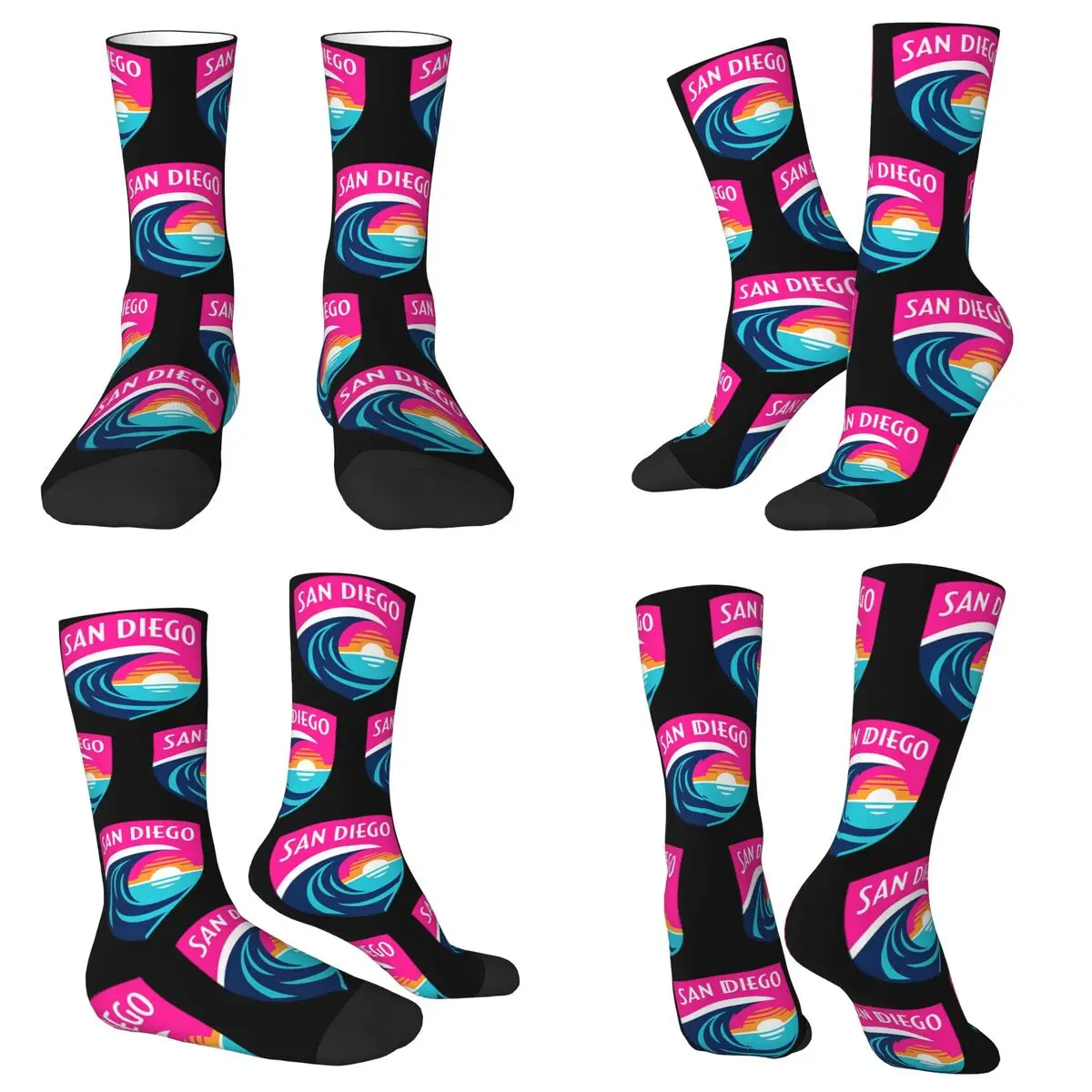 

Носки San Diego Wave, супер мягкие чулки в стиле Харадзюку, всесезонные длинные носки, аксессуары для мужчин и женщин, рождественские подарки