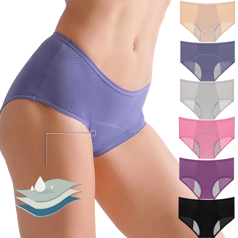 Women Period Underwear High‑waist Leak‑proof Menstrual Panties Breathable Reusable Absorbent Ladies Briefs