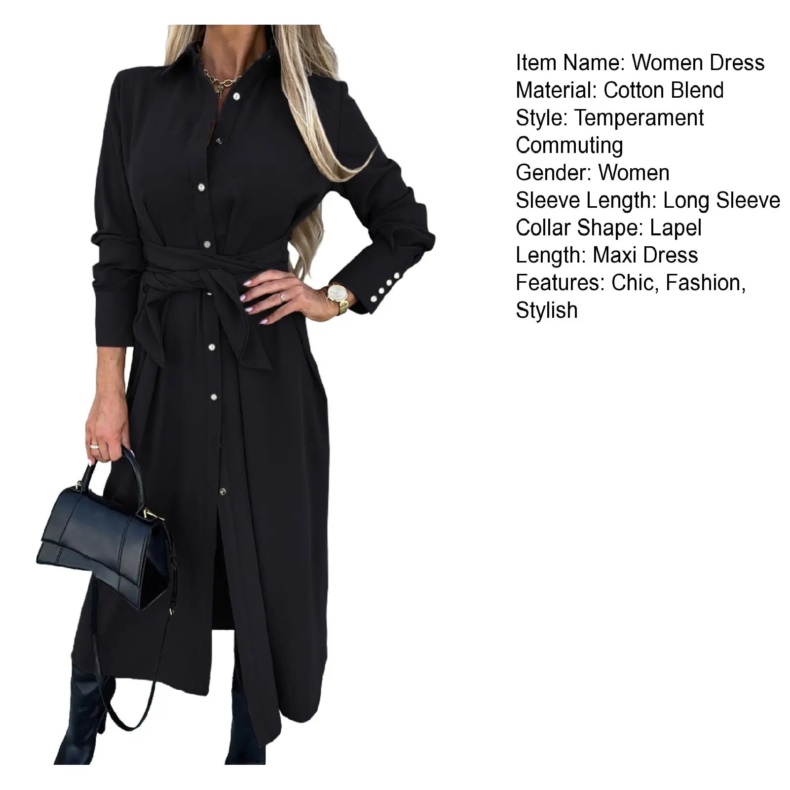 Herbst Winter Mode frauen Neue Einfarbig Lange ärmeln Revers Taste Alle-spiel Lange Hemd Kleid Party büro 2024