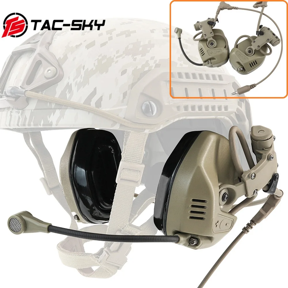 

TAC-SKY Tactical Headset RAC Communication Headset Airsoft Noise Reduction Headphone with Tactical ARC Rail Adapter Fast Helme