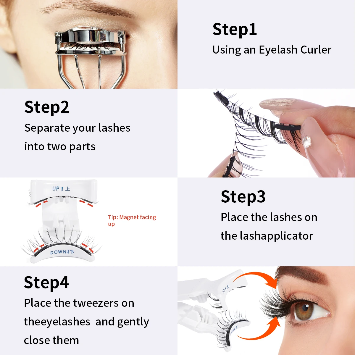 MAGEFY Magnetic Eyelashes with Mirror Applicator Glue Free Reusable Magnetic Lashes Natural Anime Cat Eye Magnetic Lashes Tools