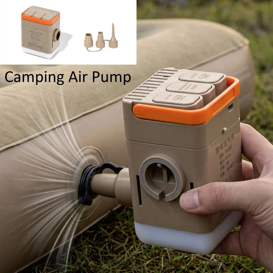 Outdoor Electric Air Pump Camping Air Bed Pump 4000mAh USB Quick-Fill Inflator with Light for Sleeping Pad Swimming Ring