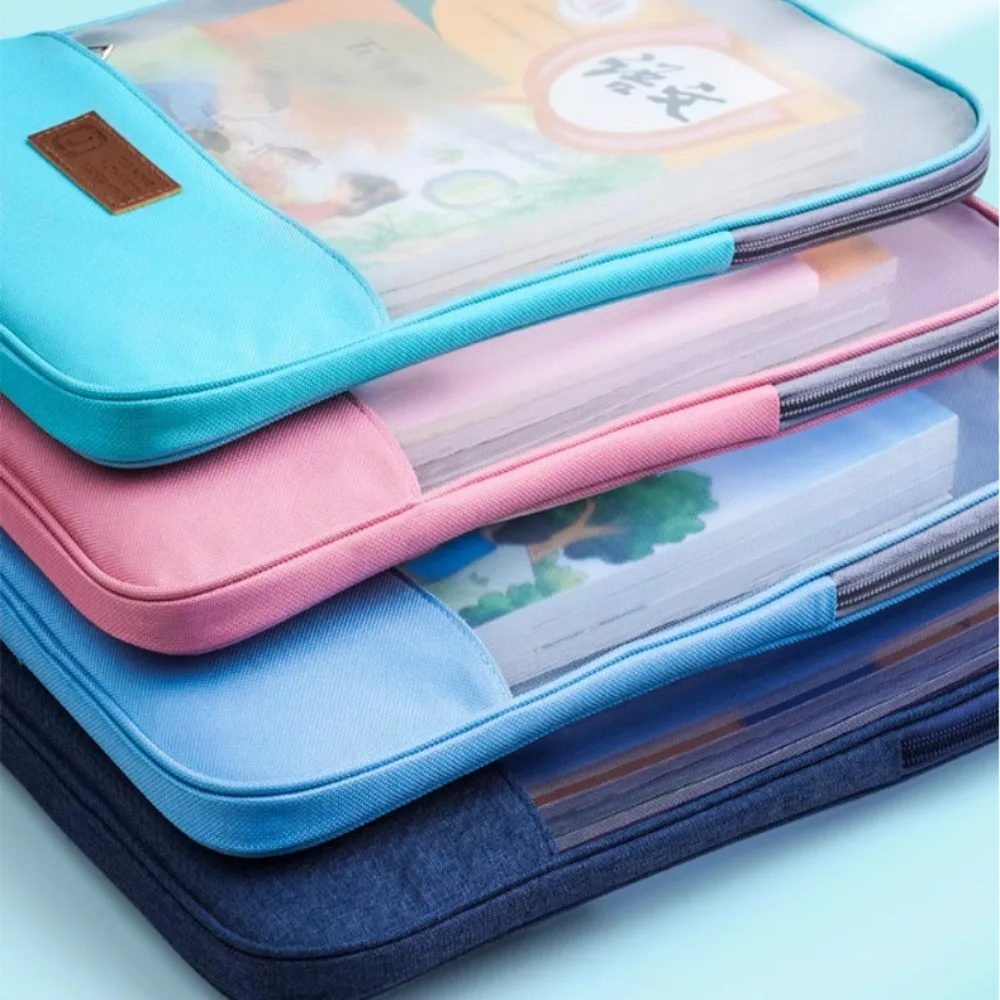 Nylon Mesh Mesh Zipper Pouch Bag Transparent Multifunctional Document Bag Large Capacity A4 Data Storage Bag