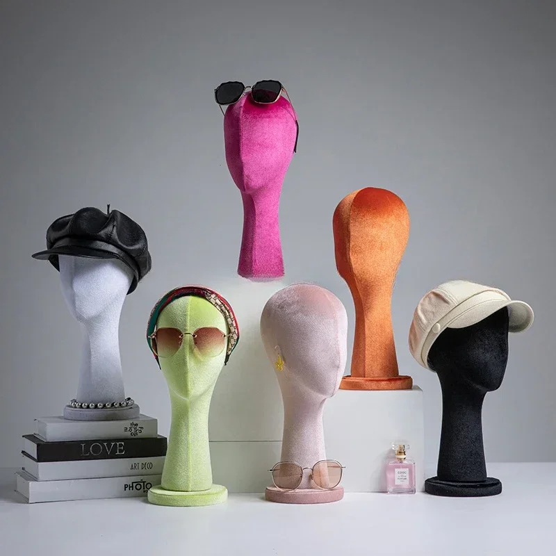 Mannequin head props display shop window display stand dummy head wig stand men's and women's velvet head model