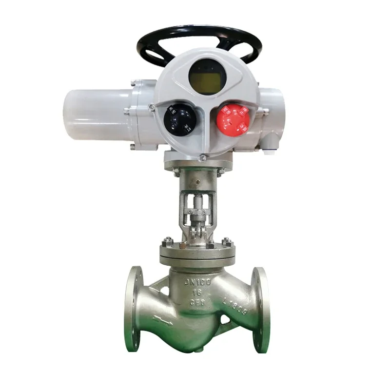 DN50 double Flanged Multi-Turn Electric Actuator stainless Steel 304 Motorized electric Globe Valve