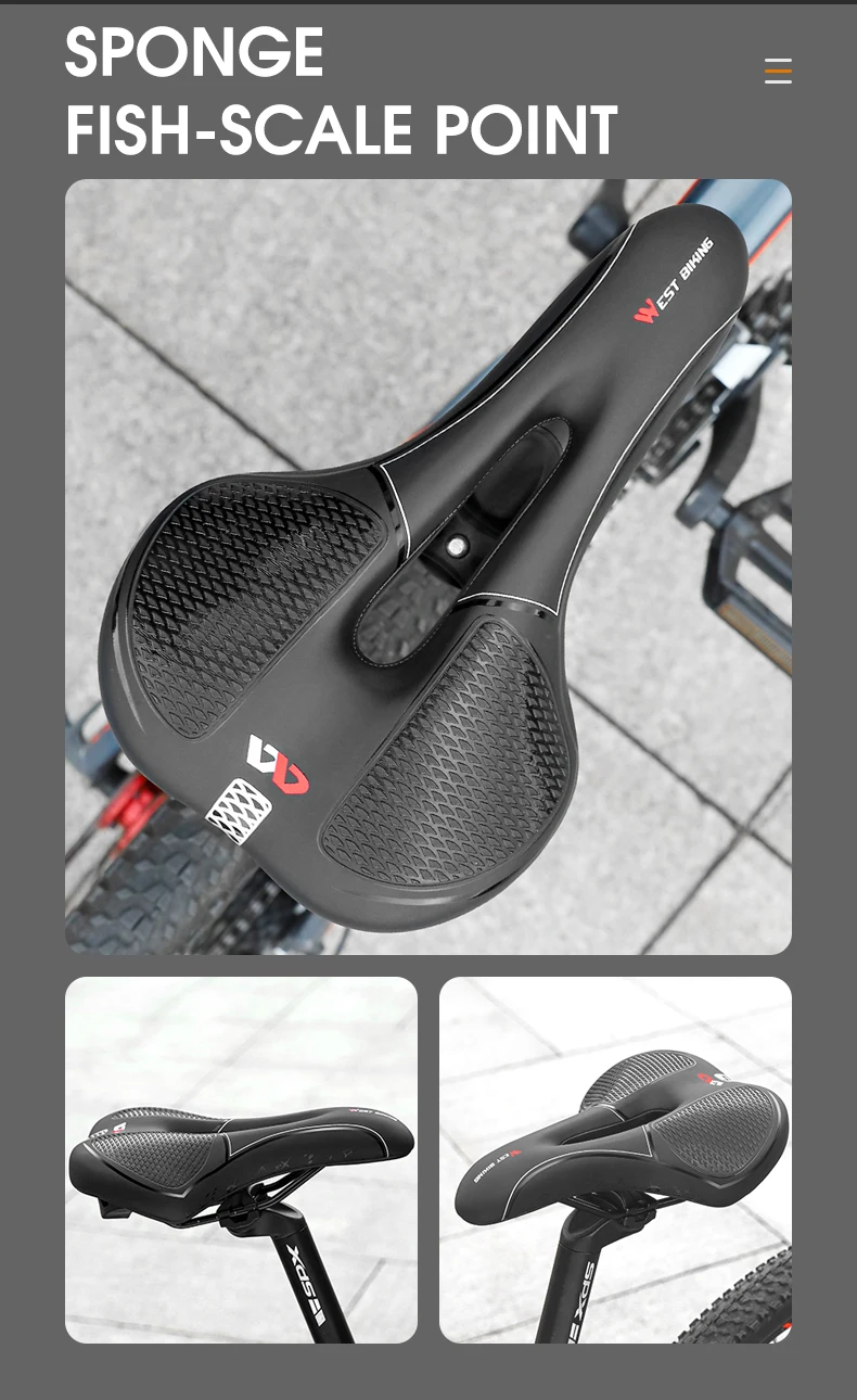 WEST BIKING Fahrradsattel Silikonkissen PU-Leder-Oberfläche Gel-Silika-Füllung Komfortabler Stoßdämpfender MTB Rennrad-Sitz – Detail 20