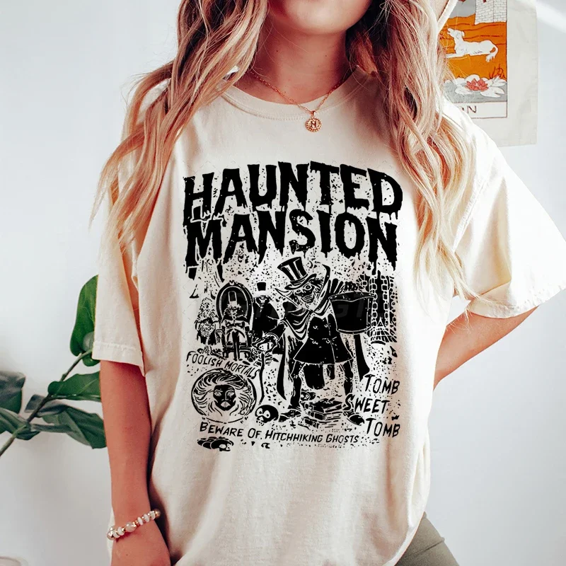 

Рубашка в стиле ретро «Особняк с привидениями», рубашка Disney Spooky Season, Мадам Леота, автостопом, призраками, готическая семейная рубашка на Хэллоуин