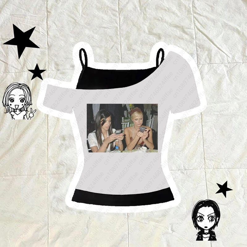 

Y2k Crop Top Women Sexy Harajuku Baby Tees Aesthetic Letter Print Graphics Goth Casual Short Sleeve Slim T shirt Punk Streetwear