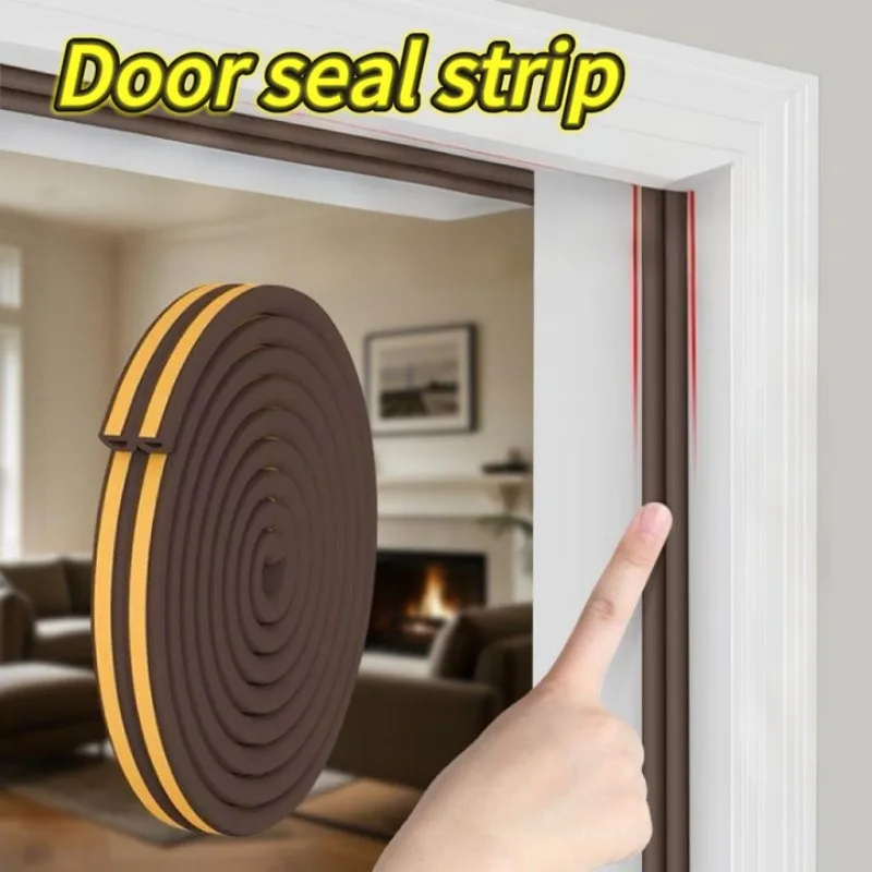Door and Window Foam Sealing Strip Self-Adhesive Sound Insulation Anti-Theft Frame Windproof Seal AntiCollision Dust Strip