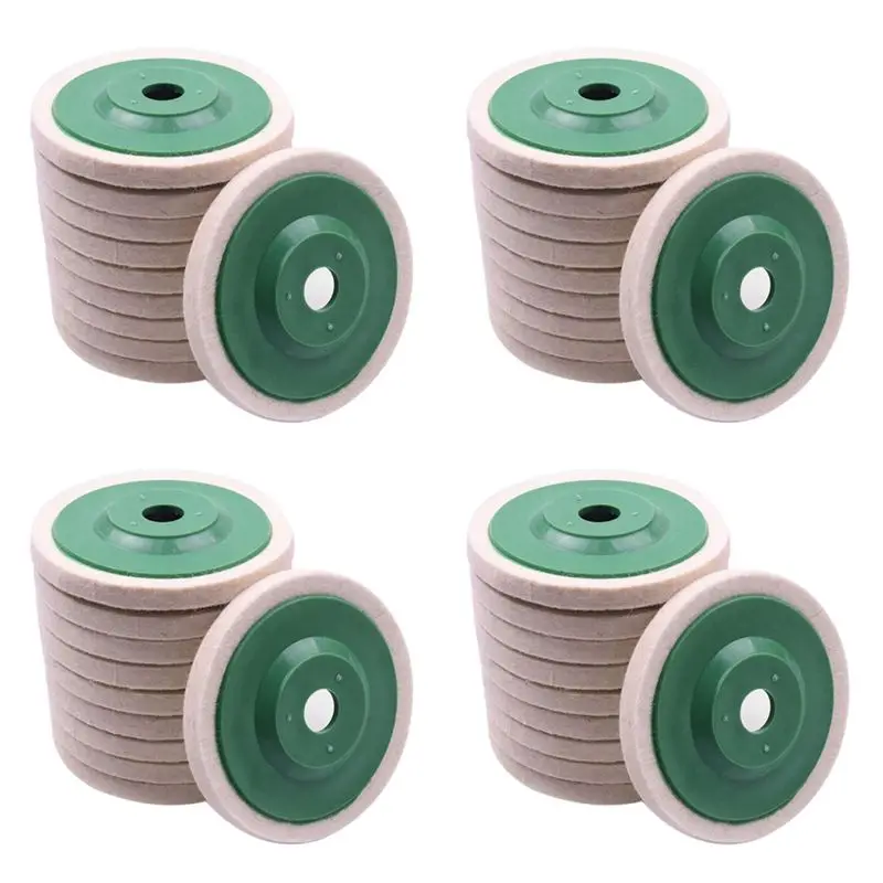 

AB11-40 шт. 100 мм (4 дюйма) шерстяные полировальные круги для полировки, полировальные диски для меди, железа и алюминия