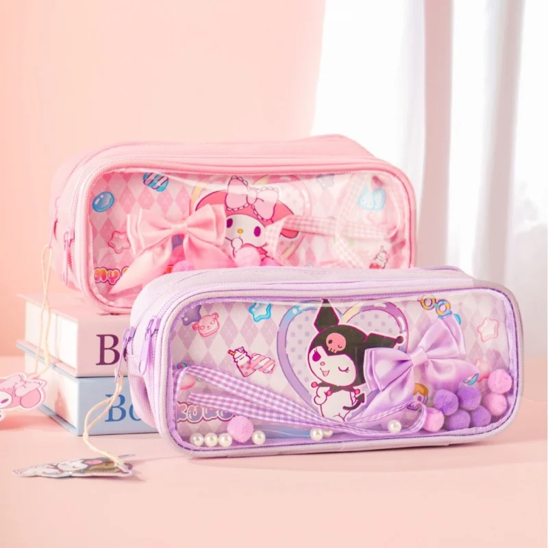 

3pcs/lot Sanrio Kuromi Melody Cinnamoroll Pencil Case Cute Pencil Box Stationery Pen Bag Stationery School Supplies