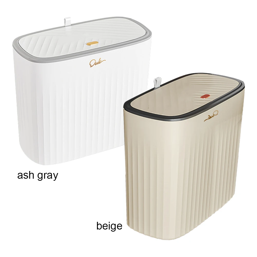 مقاوم للماء 12L PP سلة المهملات رائحة الحرة سلة المهملات الضيقة توفير المساحة الحمام تخزين دلو نوع الضغط للمنزل مكتب