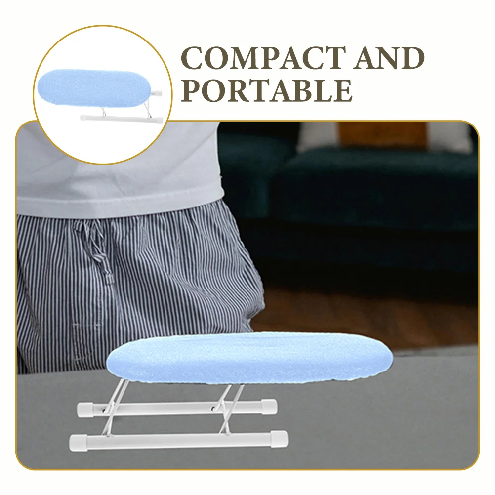

Foldable Ironing Board Mini Steel Pipe Tabletop 26x11x8cm Blue Silver Sturdy Portable Household Clothes Rack Bedroom School