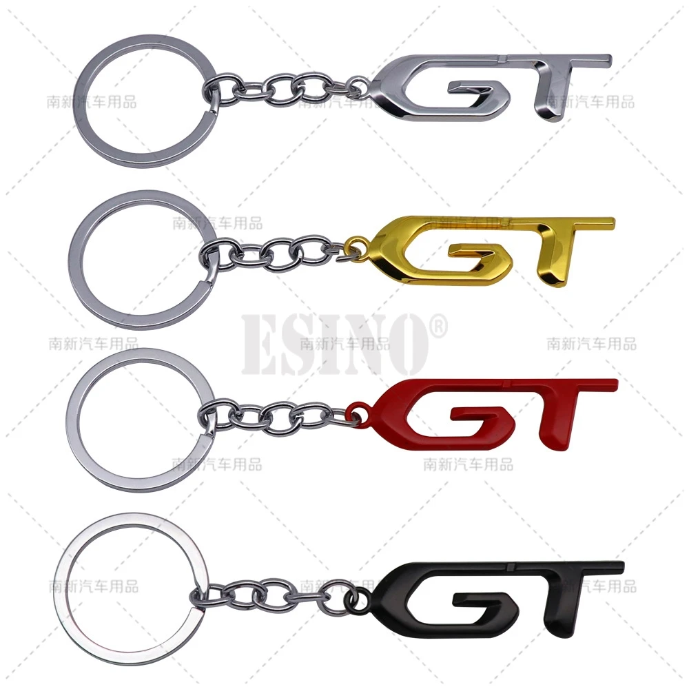 Car Styling 3D Metal Zinc Alloy Metal GT Key Chain Keychain Key Ring for Peugeot GT RCZ 206 307 308 408 508 3008 4008 5008