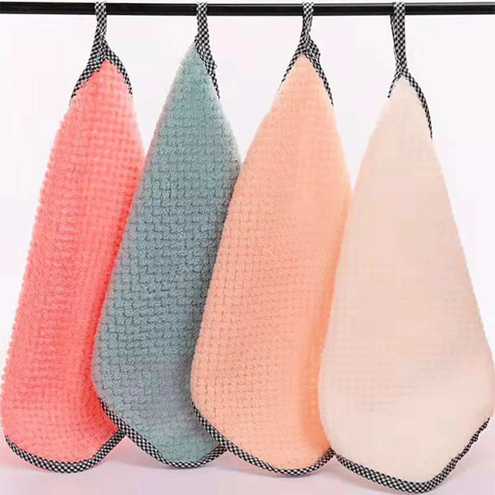 Hot 10pcs Factory Scouring Pad Absorbent Wipe Microfiber Kitchen Dish Cloth Non-stick Oil Household Cleaning Towel Kitchen Rags