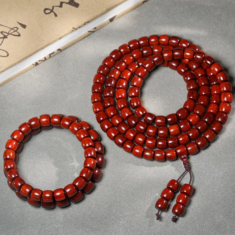 Exquisitely crafted high-density African rosewood straight-cut bead , wooden string bracelet, prayer beads, unisex jewel