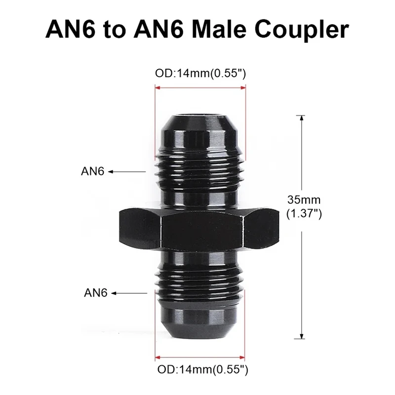 Fuel Hose End Adapter Joint  AN6 AN8 AN10 AN12 With The Same Model On Both Ends Threaded Oil Pipe Double Outer Thread Adapter