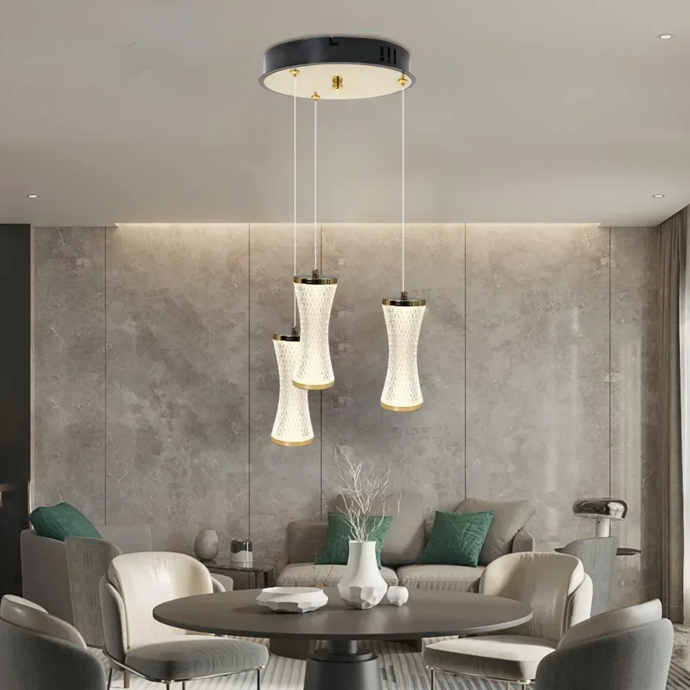 

Modern High Ceiling Villa LED Chandelier Spiral Staircase round Acrylic Hanging Lamp - Household Lighting for Stairs