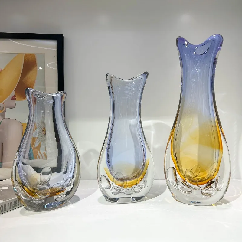 Modern simple ocean bubble small mouth handmade glazed vase, living room villa model room high-end heavy ornament