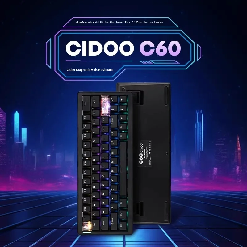 CIDOO C60 Magnetic Keyboard 8Khz RT Accuracy 0.01mm Low Delay RGB Gaming Mechanical Keyboard Gasket Hot Swap Pc Accessories Gift