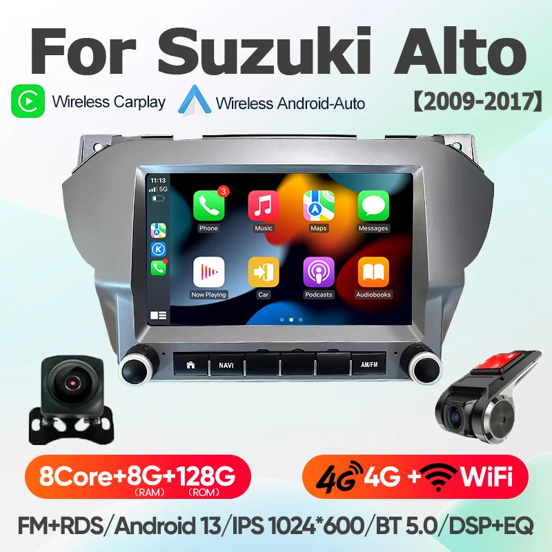 Voor Suzuki Alto 2009 - 2016 Nissan Pixo 4G+WiFi Android 13 draadloze CarPlay autoradio multimediasysteem navigatie BT radio