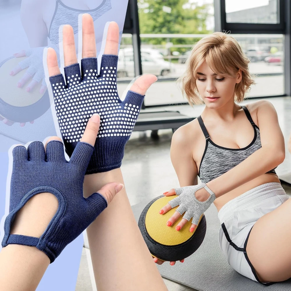 

Non Slip Yoga Gloves for Women Fingerless Pilates Gloves with Grips for Yoga Fitness Workout Sports Exercise Gym,Universal Size