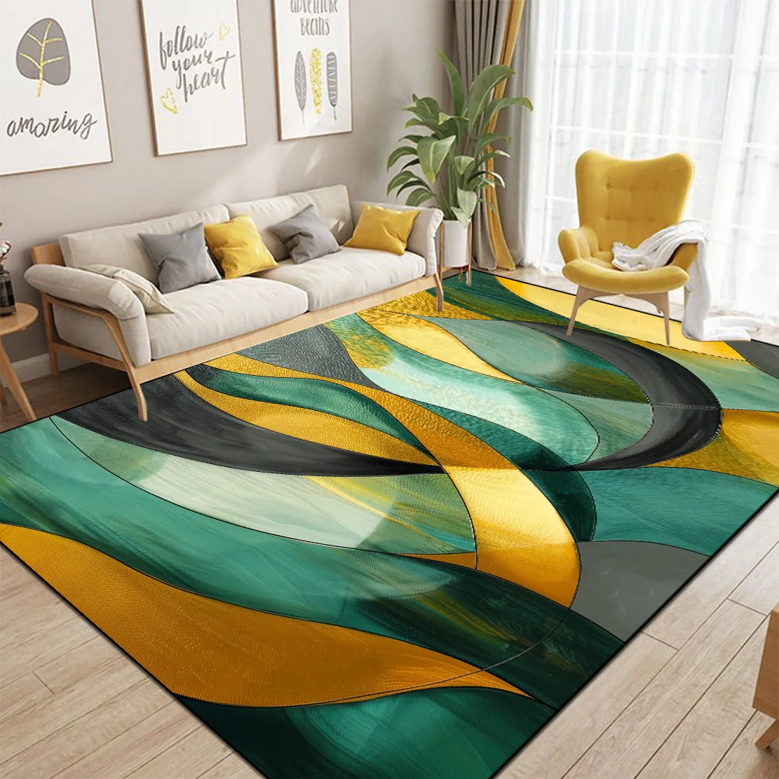 Abstract Style Living Room Carpet Nordic Decor Sofa Ins Color Rugs for Bedroom Bedside Big Size Modern Decoration Home Floor Mat