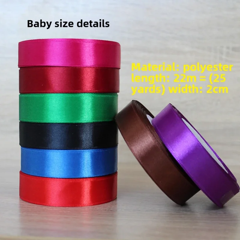 2cm Satin Ribbons 22Meters/Lot Wedding Birthday Party Handmade Gifts Box DIY Wrapping Christmas Halloween Crafts Decoration