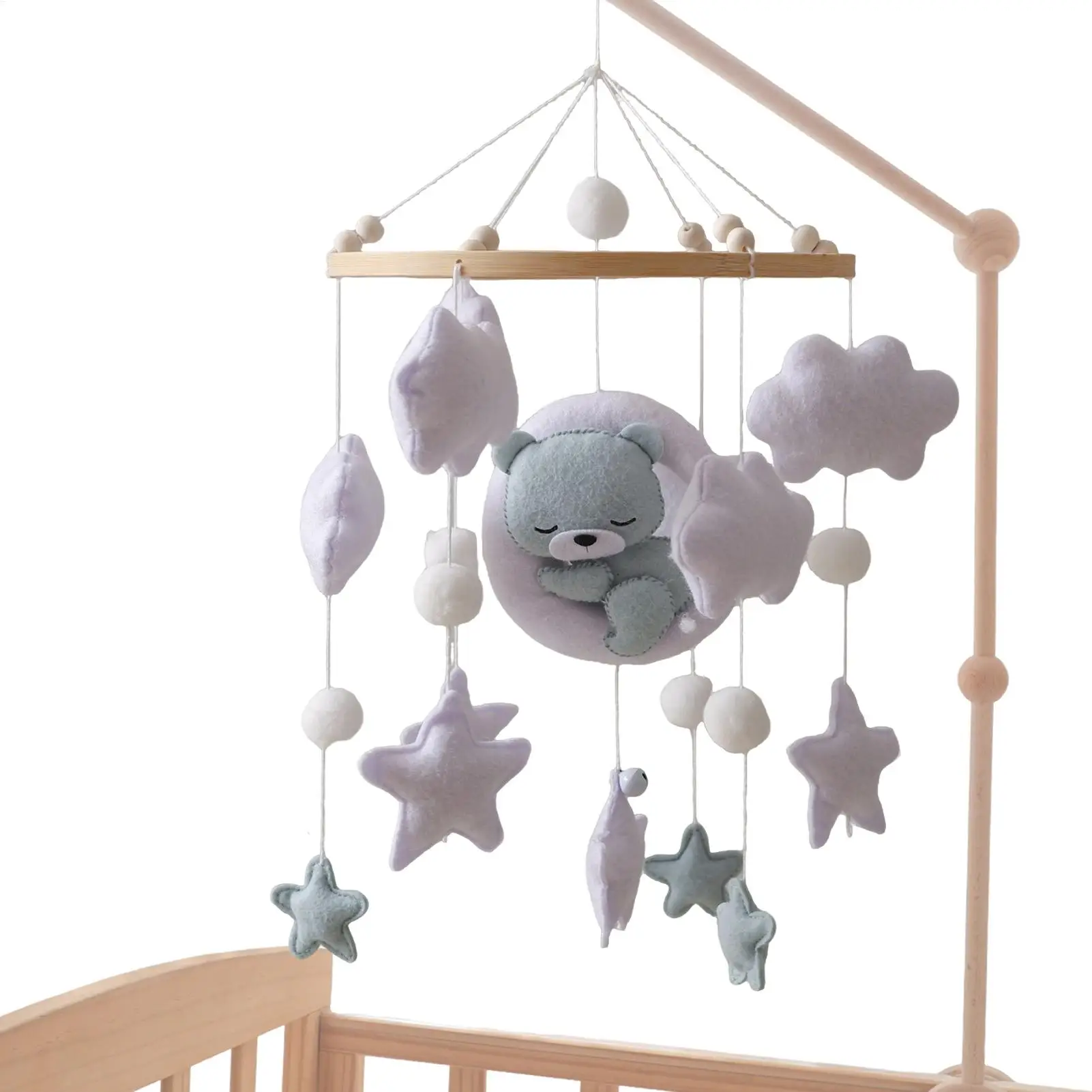 Baby Krippe Mobile Holz 0-12 Monate Rassel Spielzeug Auf Dem Bett Neugeborene Krippe Mobile Bett Glocke Hängen Spielzeug für Schlafzimmer