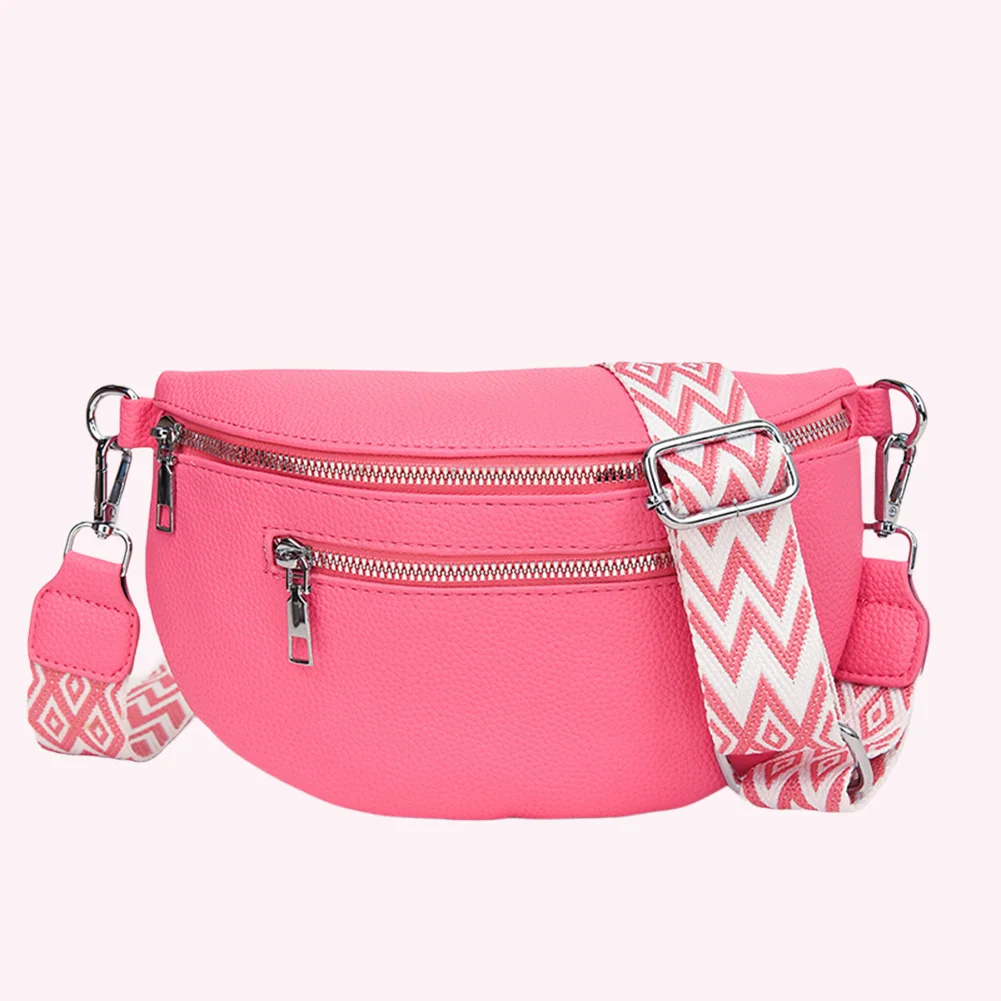 

Women Stylish Crossbody Bag with Wide Strap Vintage Chest Bag Multi-pocket Simple Shoulder Bag Female Daily Bag