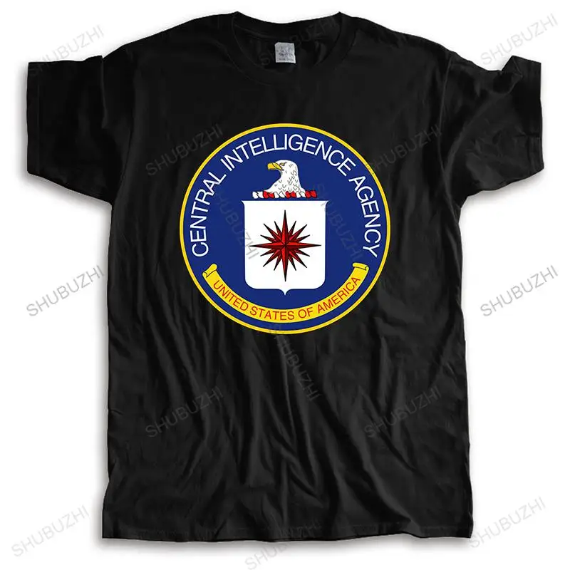 new arrived men fahsion t-shirt crew neck tees summer Central Intelligence Agency Cia Seal many loose unisex black tee-shirts